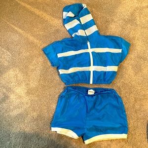 Fashion Nova Sport two piece blue and white short-outfit